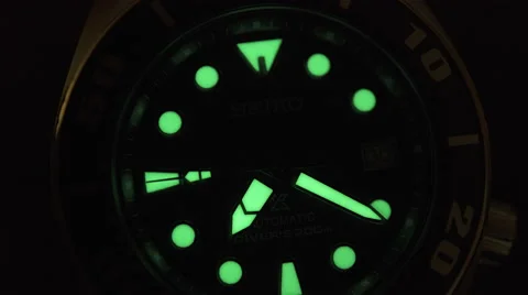 Glow in the dark watch lume paint. Extreme Close up seconds hand 스톡 동영상 60032016