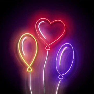 Glow Different Form Balloons Stock Illustration