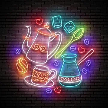Glow Different Types of Coffee Illustrazione stock