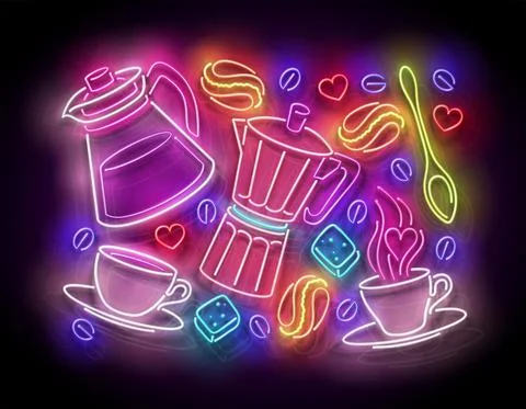 Glow Different Types of Coffee Stock Illustration