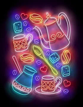 Glow Different Types of Coffee Stock Illustration