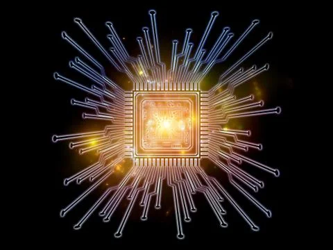 Glow of Digital Processor 스톡 일러스트