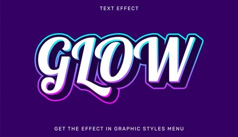 Glow editable text effect with 3d style Stock Illustration