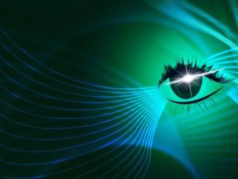 Glow eye indicating hi tech and iris Stock Illustration