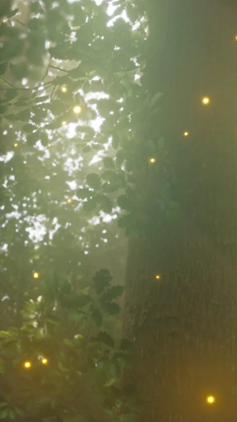 Glow of fireflies in a forest during twilight hours Stock Footage 340644967