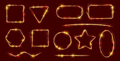 Glow frames with fire flame sparkles, light effect Illustrazione stock