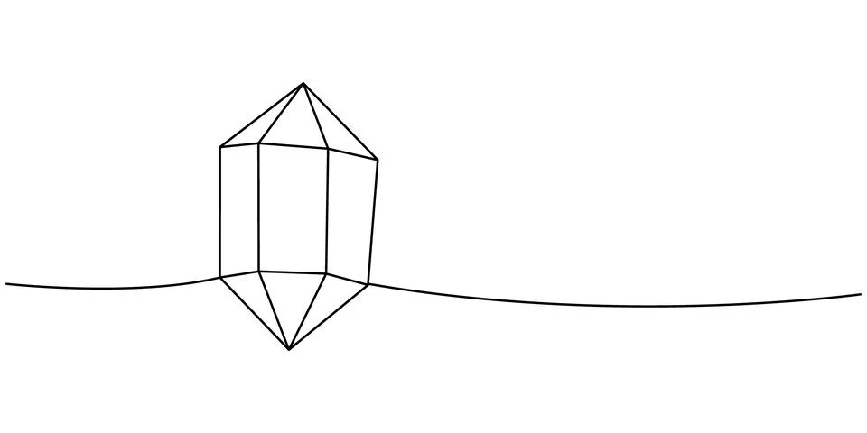 Glow gemstone one line continuous drawing. Crystal mineral jewel. Vector Stock Illustration