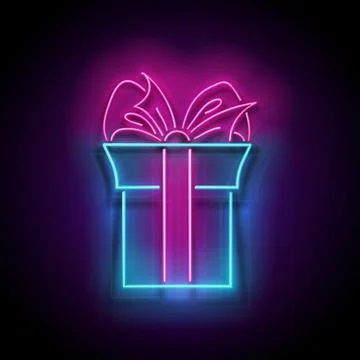 Glow Gift Box with Beautiful Bow Stock Illustration