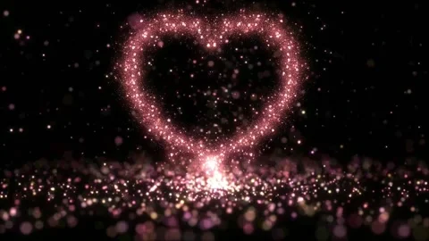 Glow Heart Shape Glitter Particles Romantic Celebration Background Loop Stock Footage 320857044