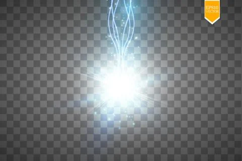 Glow isolated blue transparent effect, lens flare, explosion, glitter, line, sun Stock Illustration