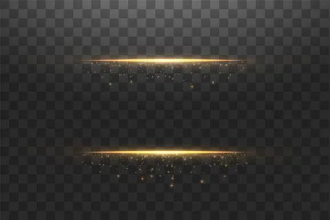 Glow isolated gold transparent effect, lens flare, explosion, glitter, line, sun Stock Illustration