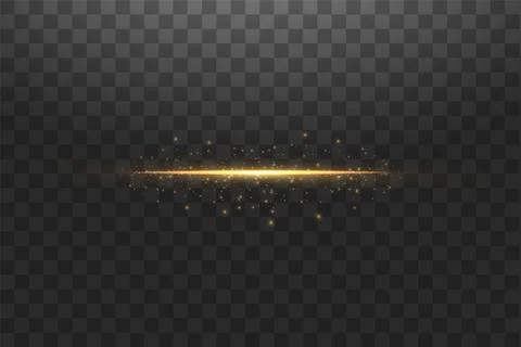 Glow isolated gold transparent effect, lens flare, explosion, glitter, line, sun Stock Illustration