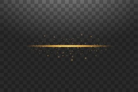 Glow isolated gold transparent effect, lens flare, explosion, glitter, line, sun Stock Illustration