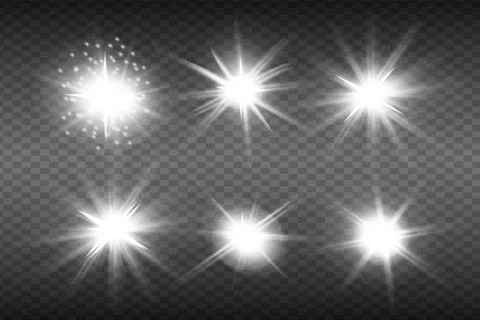 Glow isolated white light effect set, lens flare Stock Illustration