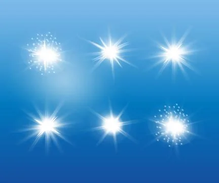 Glow isolated white light effect set, lens flare Stock Illustration