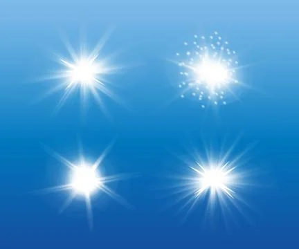 Glow isolated white light effect set, lens flare Stock Illustration