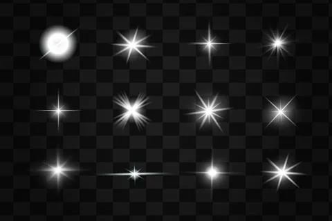 Glow isolated white light effect, lens flare, explosion, glitter, line, Stock Illustration