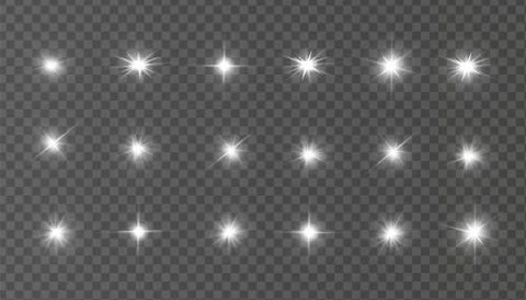 Glow isolated white light effect, lens flare, explosion, glitter, line Stock Illustration