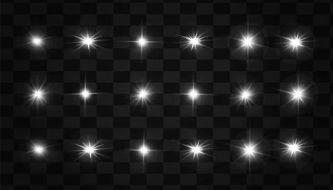 Glow isolated white light effect, lens flare, explosion, glitter, line Stock Illustration