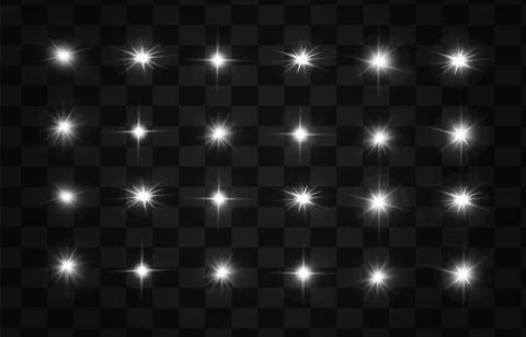 Glow isolated white light effect, lens flare, explosion, glitter, line Stock Illustration