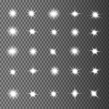 Glow isolated white light effect, lens flare, explosion, glitter Stock Illustration