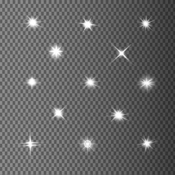 Glow isolated white light effect, lens flare, explosion, glitter Stock Illustration
