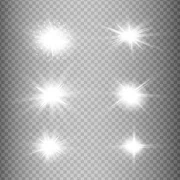Glow isolated white transparent light effect set Stock Illustration