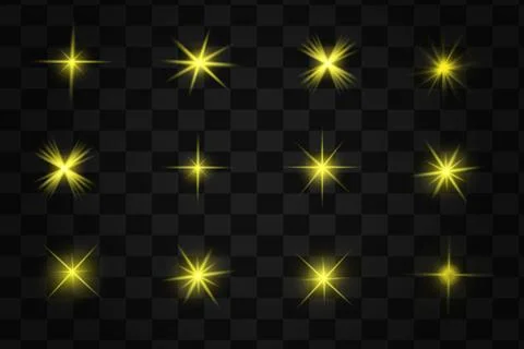 Glow isolated yellow light effect, lens flare, explosion, glitter, line, sun Stock Illustration