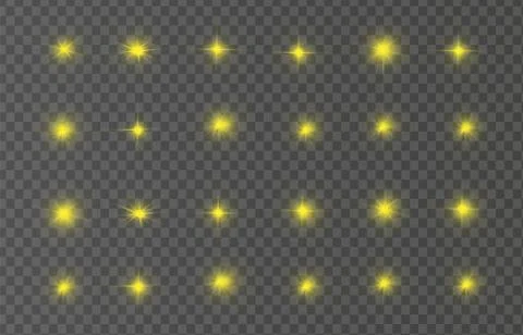 Glow isolated yellow light effect, lens flare, explosion, glitter, line Stock Illustration