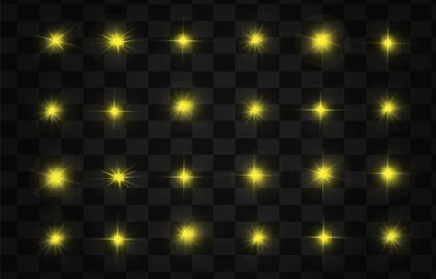Glow isolated yellow light effect, lens flare, explosion, glitter, line Stock Illustration