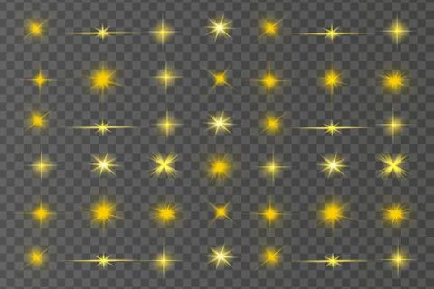 Glow isolated yellow light effect, lens flare, explosion, glitter, line Stock Illustration