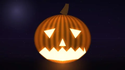 Glow Jack-o'-Lantern Animation Halloween Night Background Stock-Footage 347649900