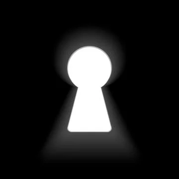 Glow Keyhole on dark wall with light. Vector. Stock Illustration