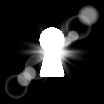 Glow Keyhole on dark wall with light. Vector. Stock Illustration