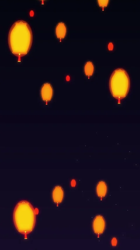 Glow lantern floating animation night sky celebration motion graphic Stock-Footage 346646441
