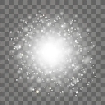 Glow light effect. Abstract effect of lighting flare. Snowflakes Vector. Stock Illustration