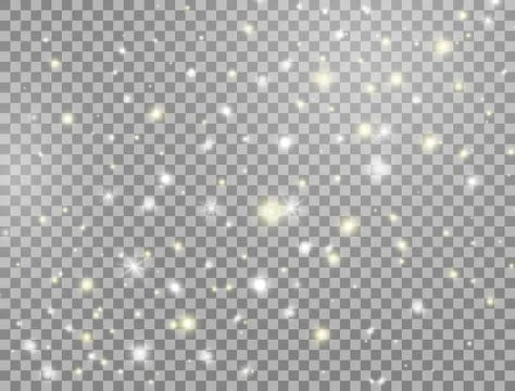 Glow light effect background. Bright white and golden sparkles. Glitter magic Stock Illustration