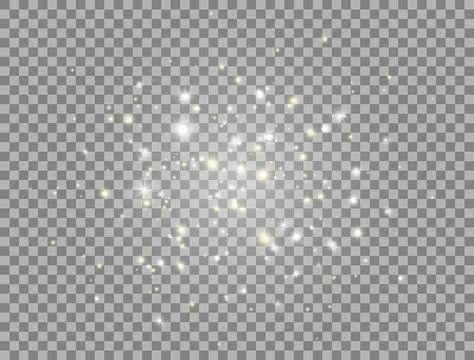 Glow light effect composition. Bright golden and white sparkles on transparen Stock Illustration