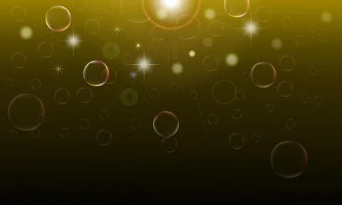 Glow light effect on dark background. golden light. circle bubble. Stock Illustration
