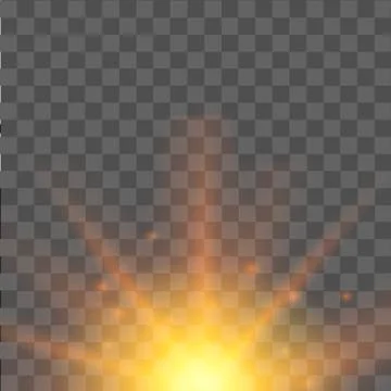 Glow light effect with rays on transparent. Vector. Stock Illustration