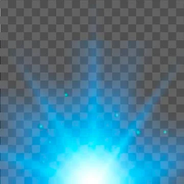 Glow light effect with rays on transparent. Vector. Stock Illustration