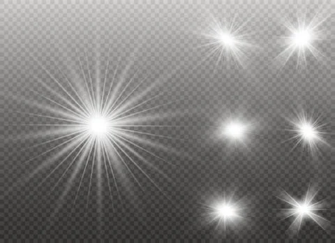 Glow light effect. Star burst with sparkles. Vector illustration. Illustrazione stock