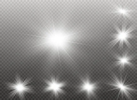 Glow light effect. Star burst with sparkles. Vector illustration. Illustrazione stock
