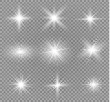 Glow light effect. Star burst with sparkles. Vector illustration. Stock Illustration