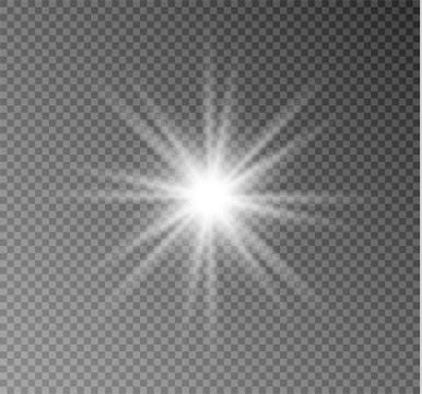 Glow light effect. Star burst with sparkles. Vector illustration. Illustrazione stock