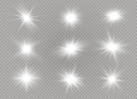Glow light effect. Star burst with sparkles. Vector illustration. Illustrazione stock
