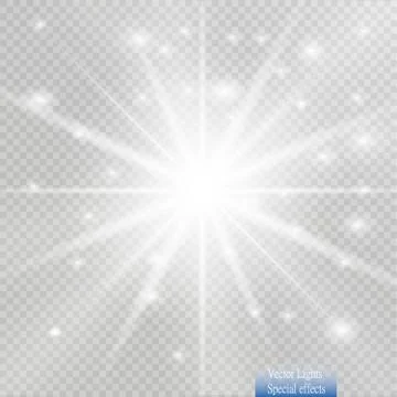 Glow light effect. Star burst with sparkles. Golden glowing lights Illustrazione stock