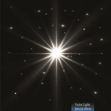 Glow light effect. Star burst with sparkles. Golden glowing lights Stock Illustration