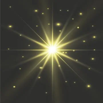 Glow light effect. Star burst with sparkles. Golden glowing lights Stock Illustration