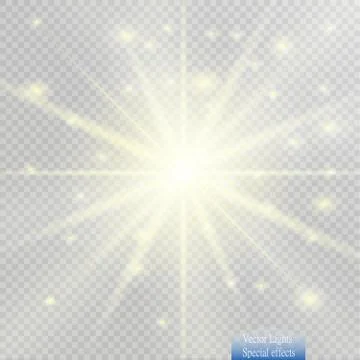 Glow light effect. Star burst with sparkles. Golden glowing lights Stock Illustration